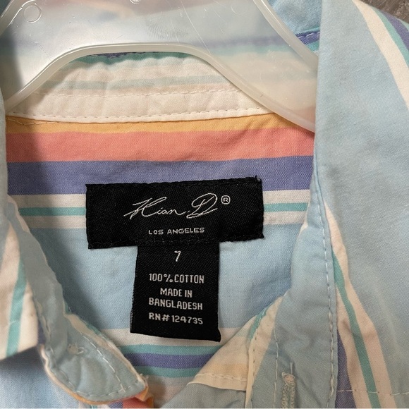 Colorful Striped Kids Shirt size 7 100% cotton - Picture 4 of 5